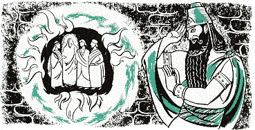 Nebuchadnezzar sees four people in the fiery furnace