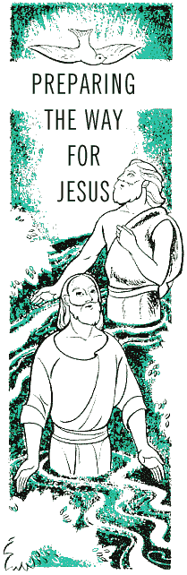 Jesus asks John to baptize him in the river Jordan